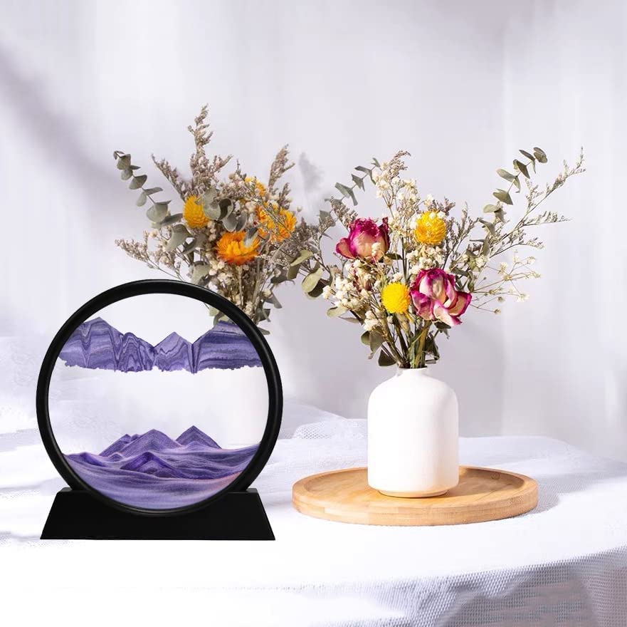 Moving Sand Art Picture Round Glass 3D