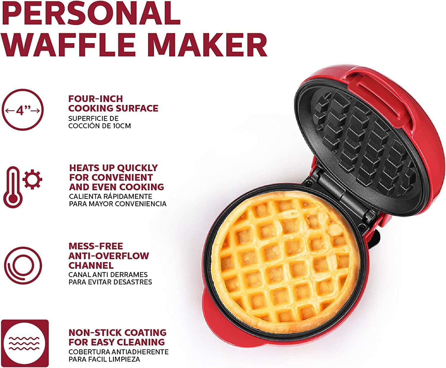 Mini Waffle Maker 4 Inch- 350 Watts: